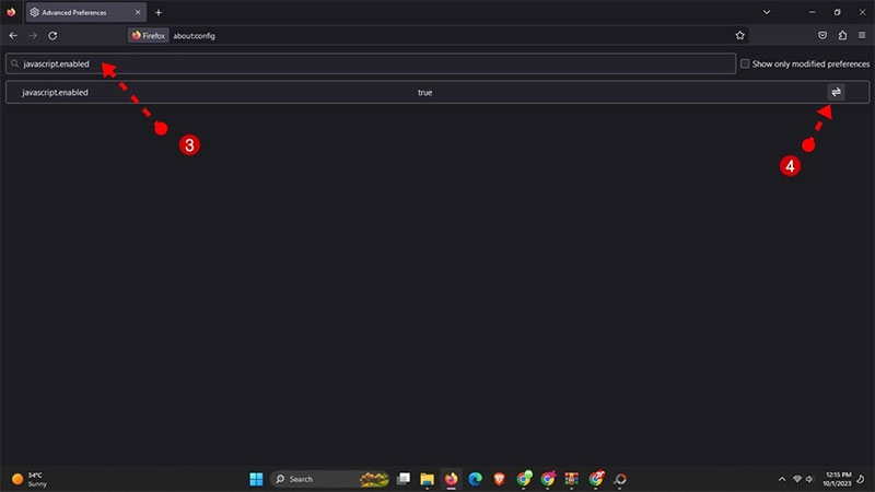 cara menonaktifkan javascript di firefox 1