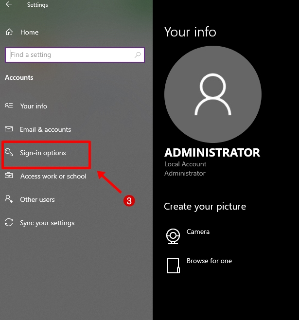sign in options